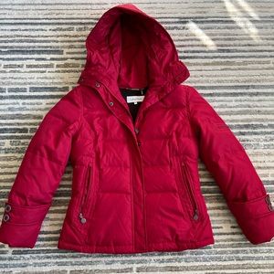 Calvin Klein Red Quilted Puffer Jacket with Hood